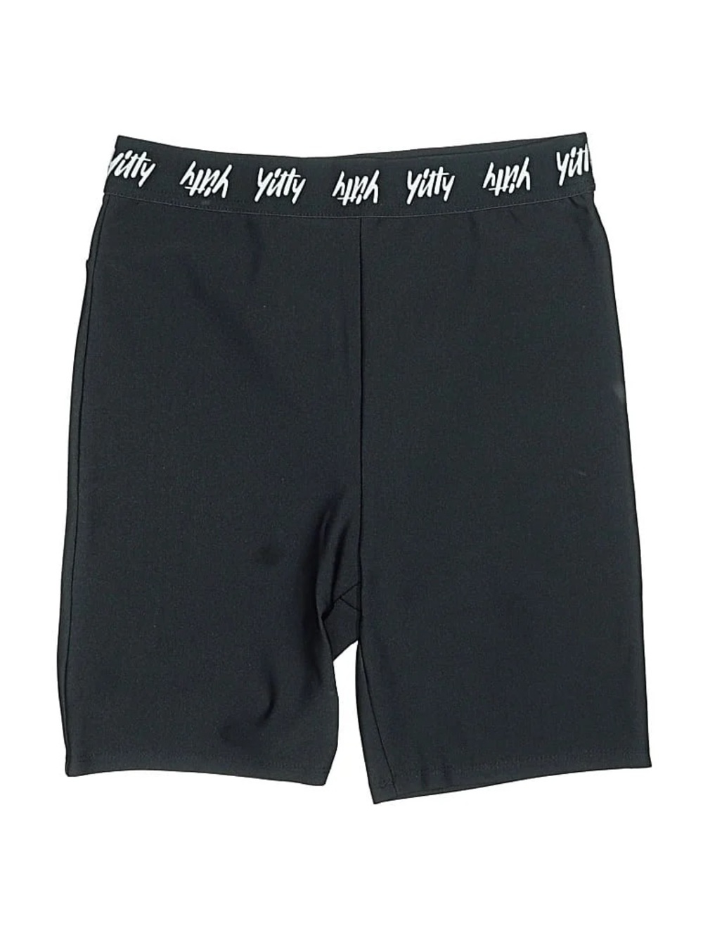 YITTY Black Bike Shorts with White Logo Waistband